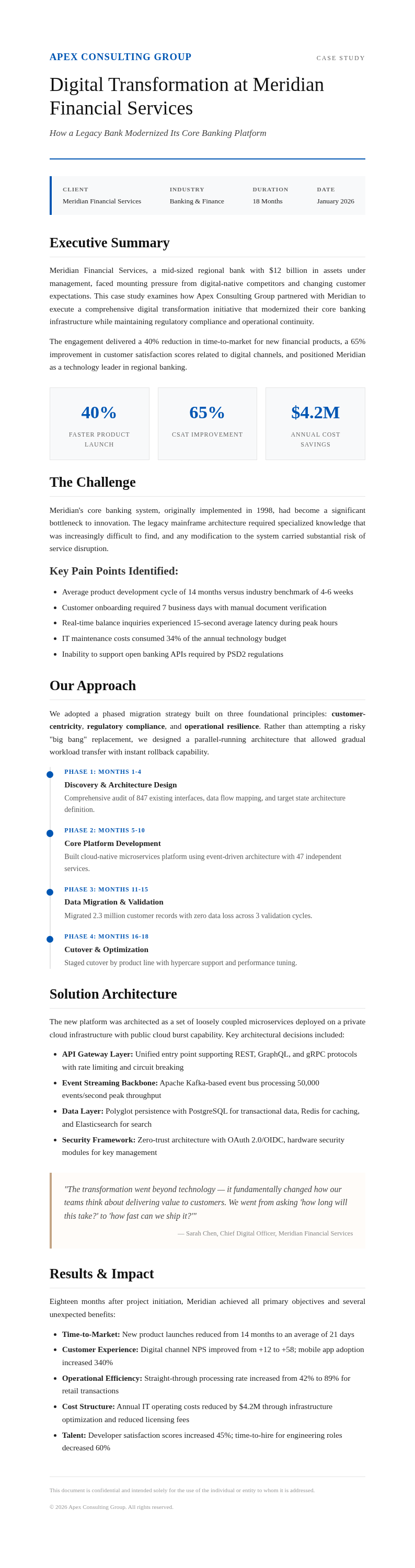 Classic professional case study